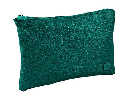 QC Sparkle Platte Etui - Green Glitter