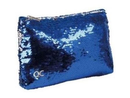 QC Sparkle Platte Etui - Blue Glitter