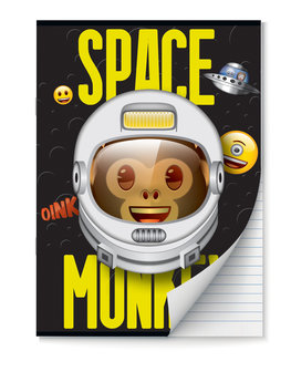 Emoji Space Monkey A4 Lijn Schrift - 2 stuks