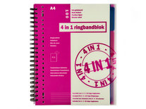 4 in 1 A4 Lijn Collegeblok - Roze