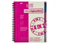 4 in 1 A4 Lijn Collegeblok - Roze 4 in 1 A4 Lijn Collegeblok - Roze
