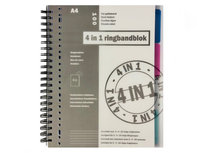 4 in 1 A4 Lijn Collegeblok - Grijs 4 in 1 A4 Lijn Collegeblok - Grijs